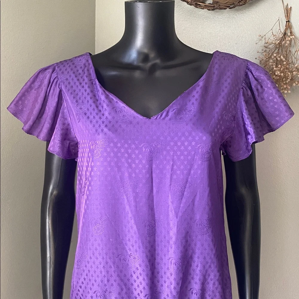 Vintage Purple Ruffle Sleeve Dress - Picture 4 of 11
